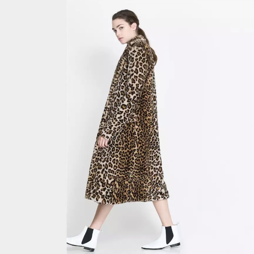 NEW WITH TAG Chic Tiger / Leopard Print Faux Fur Midi Women’s Coat Jacket, XXL